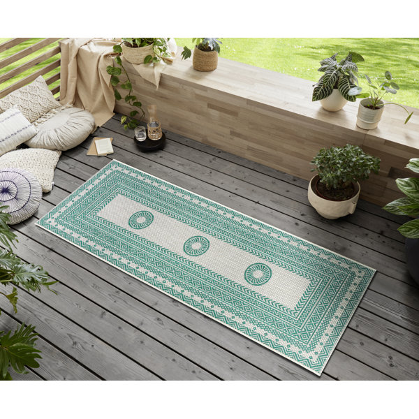 Northrugs Elegant In & Outdoor Läufer Flachgewebe Teppich für Balkon